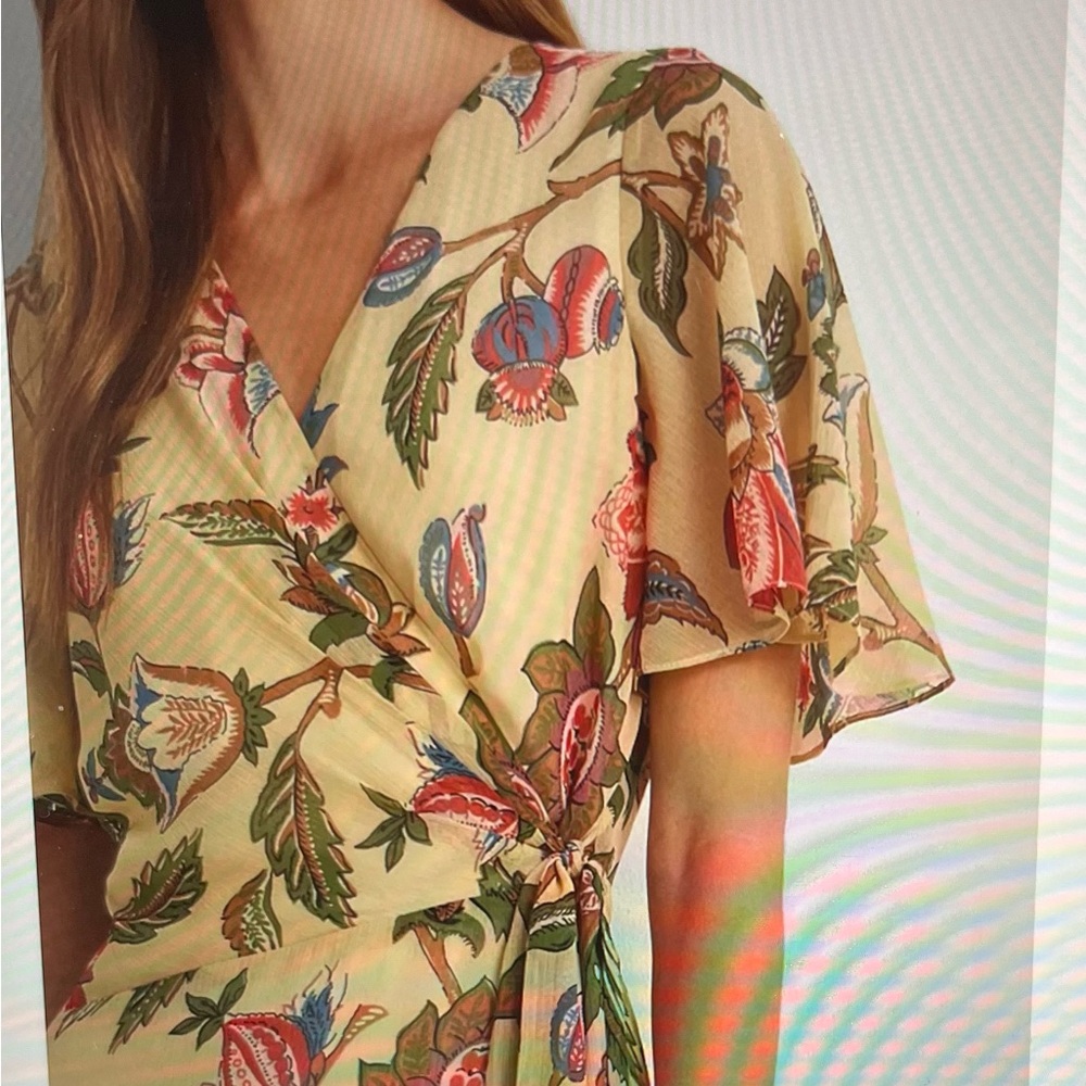 Ralph Lauren Floral Belted Crinkle Georgette Dress